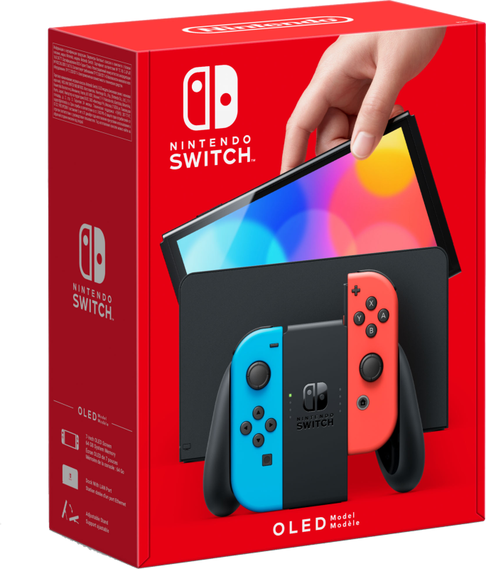 Игровая консоль Nintendo Switch (OLED-модель) (неоновый красный / неоновый синий)